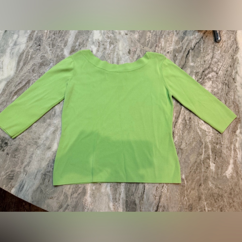 J.A.C. Green Knit Top Women’s Large Lightweight Stretch Blouse Long Sleeve